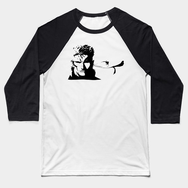 Solid Snake Baseball T-Shirt by TheAnchovyman